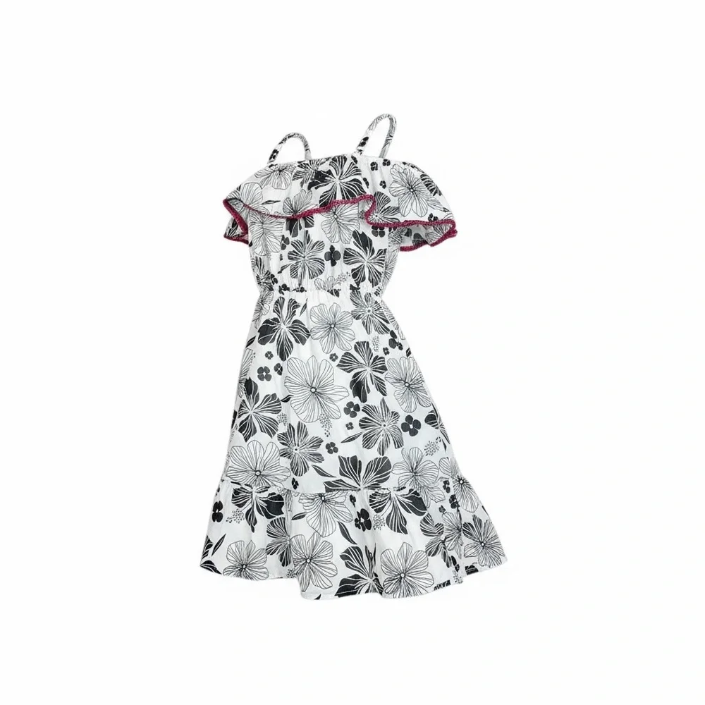 The Children's Place Black Floral Off-Shoulder Dress